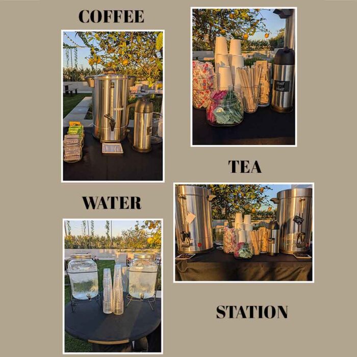 Coffee & Tea station with water and everything needed | For events and parties | Party Shakers | Los Angeles, CA