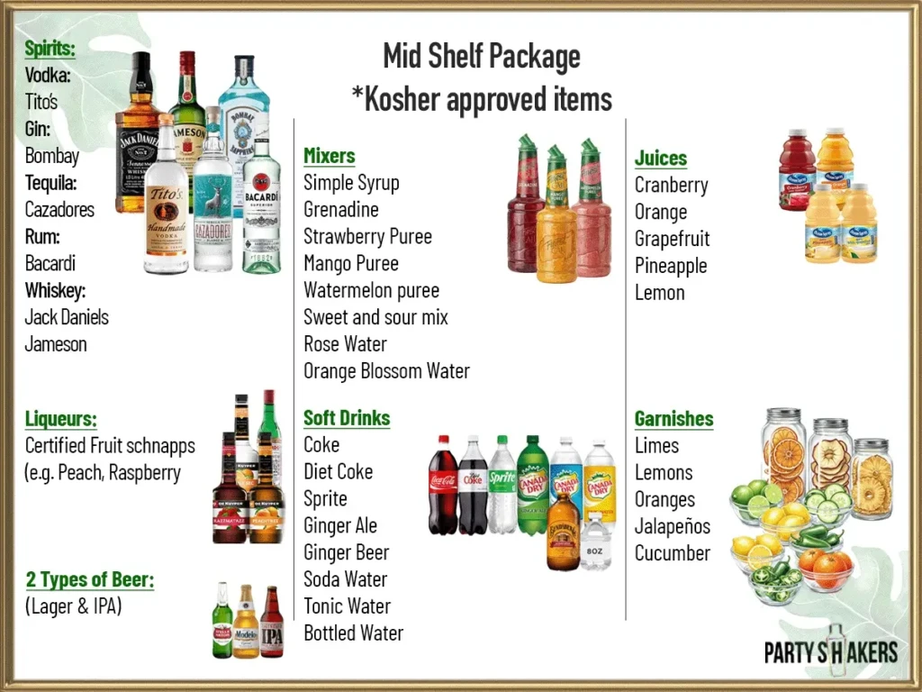 Mid Shelf - 2026 Kosher Package-mobile-bartender-los-angeles-party-shakers
